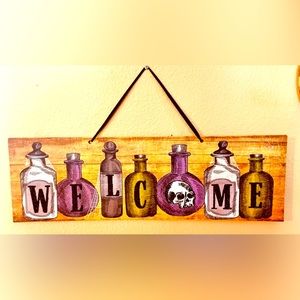 🧙‍♀️ Witchy Style Spell Bottles WELCOME Wall Hanging Glittery Accents